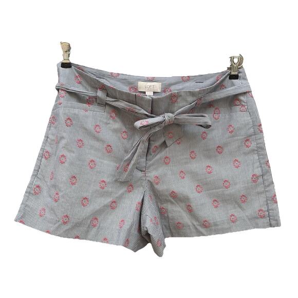 NWT Loft Outlet Pen, Stripe Summer Short With Pink Accents, Women’s 6 - Picture 1 of 5